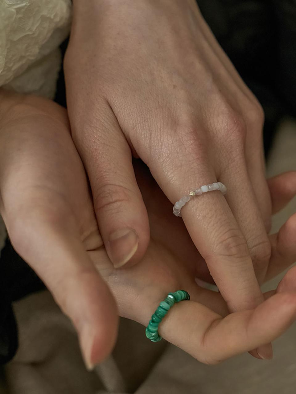 A BIT MOR Natural Stone Adjustable Square Gem Ring