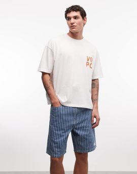 AAPE BY A BATHING APE® Aape by A Bathing Ape aape now striped denim jorts in blue and white-Multi