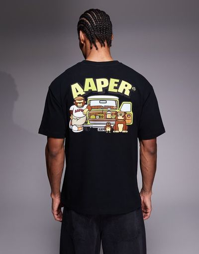 AAPE BY A BATHING APE® Aape By A Bathing Ape AAPER T-shirt in black with back print