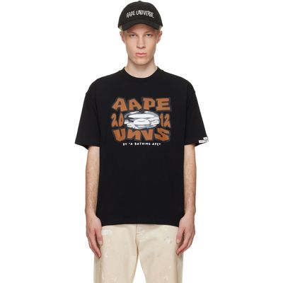 AAPE by A Bathing Ape AAPE by A Bathing Ape Black 'AAPE' Theme Main T-shirt