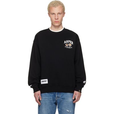 AAPE by A Bathing Ape AAPE by A Bathing Ape Black 'AAPER' Crew Neck Sweatshirt