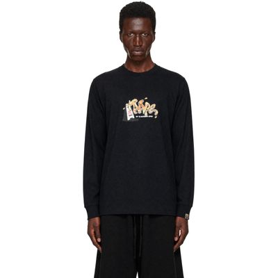 AAPE by A Bathing Ape AAPE by A Bathing Ape Black 'Aaper' Graphic Long Sleeve T-shirt