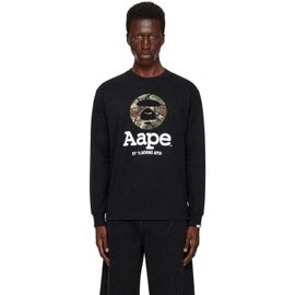 AAPE by A Bathing Ape AAPE by A Bathing Ape Black 'AAPEUNVS' Moonface Long Sleeve T-shirt