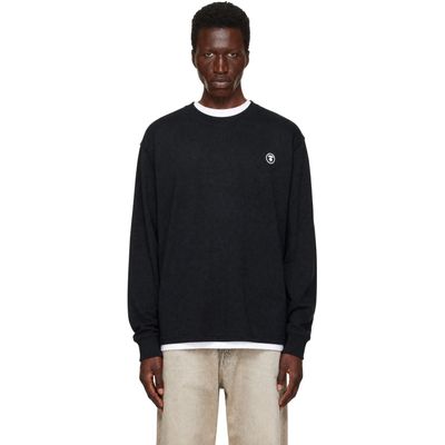 AAPE by A Bathing Ape AAPE by A Bathing Ape Black Moonface Logo Long Sleeve T-shirt