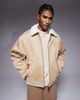 AAPE BY A BATHING APE® Aape by A Bathing Ape faux suede chore jacket in beige with faux fur lining-Neutral - 1