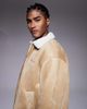 AAPE BY A BATHING APE® Aape by A Bathing Ape faux suede chore jacket in beige with faux fur lining-Neutral - 4