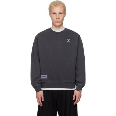 AAPE by A Bathing Ape AAPE by A Bathing Ape Gray 'AAPENOW' Moonface Crew Neck Sweatshirt