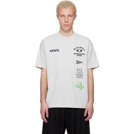 AAPE by A Bathing Ape AAPE by A Bathing Ape Gray 'AAPEUNVS' Multi-Logo T-shirt