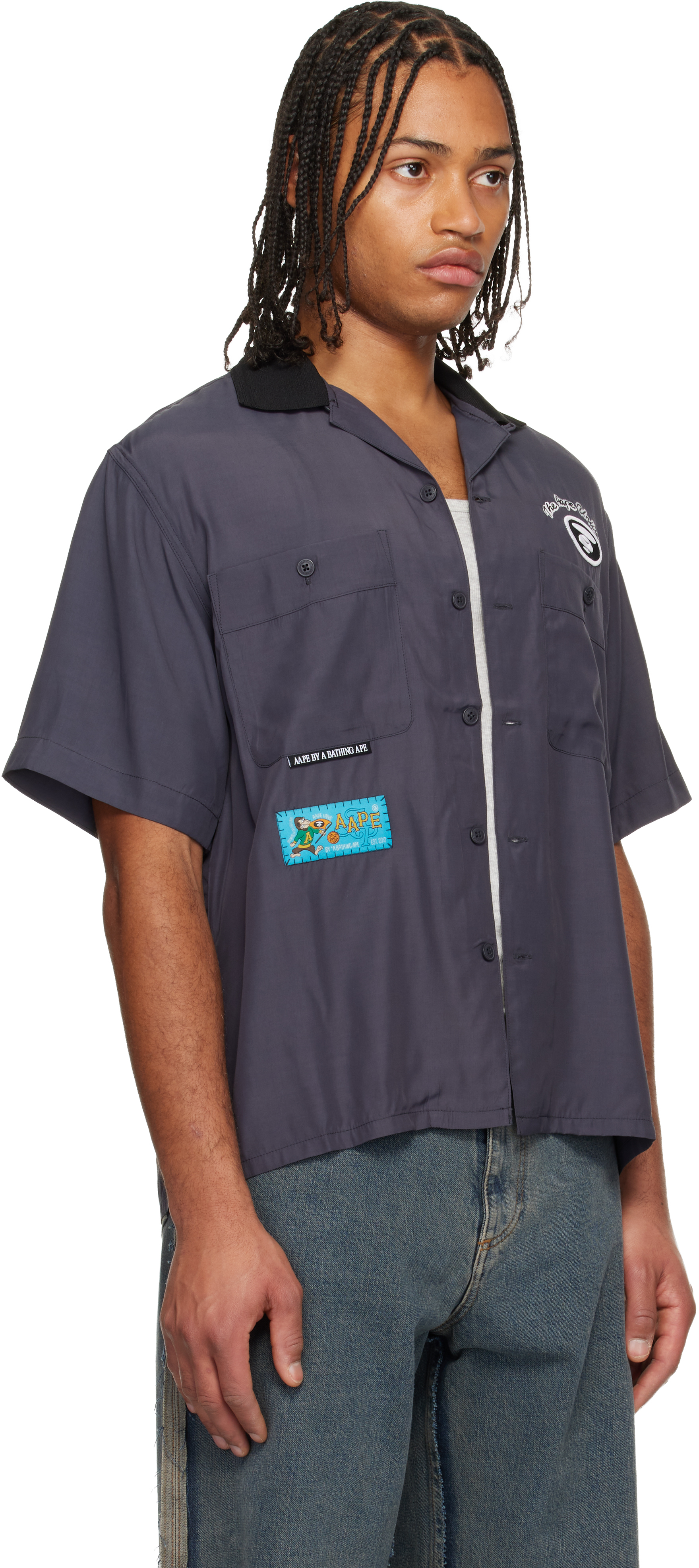 完売品　アベイシングエイプ APE SHORT SLEEVE SHIRTS AAPE by A Bathing Ape - Gray Main Short Sleeve Shirt