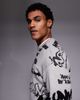 AAPE BY A BATHING APE® Aape by A Bathing Ape knit sweater in gray with all over graffiti print-Multi - 4