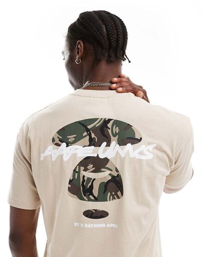 AAPE BY A BATHING APE® AAPE By A Bathing Ape logo hiphop T-shirt in beige-White