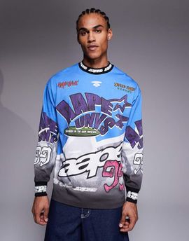 AAPE BY A BATHING APE® Aape by A Bathing Ape long sleeve motocross t-shirt in blue