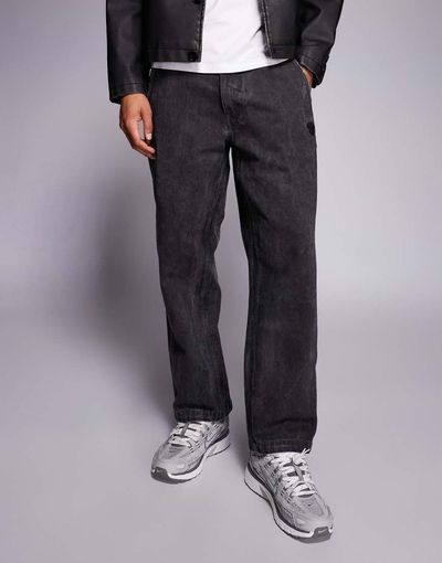 AAPE BY A BATHING APE® Aape by A Bathing Ape loose fit cotton twill pants in black spray dye