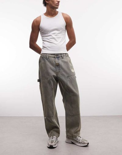 AAPE BY A BATHING APE® Aape by A Bathing Ape loose fit denim carpenter jeans in vintage blue