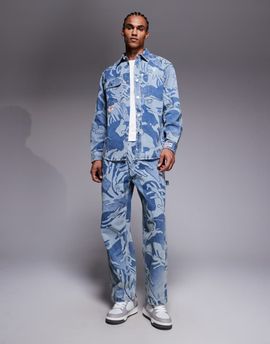 AAPE BY A BATHING APE® Aape by A Bathing Ape loose fit denim jeans in blue camo - part of a set-Multi
