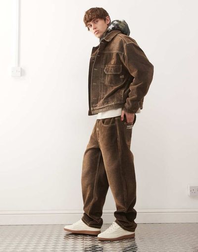 AAPE BY A BATHING APE® Aape by A Bathing Ape loose fit denim jeans in dark brown - part of a set