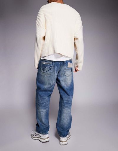 AAPE BY A BATHING APE® Aape by A Bathing Ape loose fit denim jeans in vintage wash blue