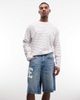 AAPE BY A BATHING APE® Aape by A Bathing Ape loose fit denim jorts in washed blue with logo print - 1