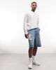 AAPE BY A BATHING APE® Aape by A Bathing Ape loose fit denim jorts in washed blue with logo print - 2
