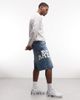 AAPE BY A BATHING APE® Aape by A Bathing Ape loose fit denim jorts in washed blue with logo print - 3