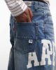 AAPE BY A BATHING APE® Aape by A Bathing Ape loose fit denim jorts in washed blue with logo print - 4