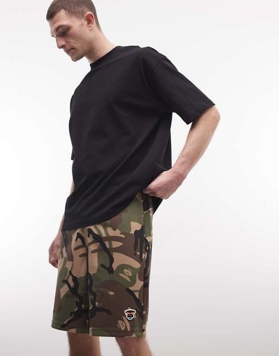 AAPE BY A BATHING APE® Aape by A Bathing Ape loose fit jersey shorts in camo-Multi