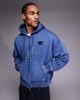 AAPE BY A BATHING APE® Aape By A Bathing Ape oversized heavyweight zip through hoodie in washed blue with printed hood-Multi - 1