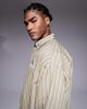AAPE BY A BATHING APE® Aape by A Bathing Ape oversized long sleeve striped shirt in beige with back embroidery-Neutral - 4