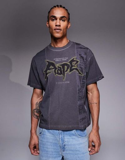 AAPE BY A BATHING APE® Aape by A Bathing Ape oversized spliced T-shirt with front graphic in multi