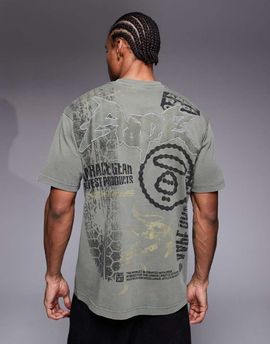 AAPE BY A BATHING APE® Aape by A Bathing Ape oversized t-shirt in khaki green with motocross back print