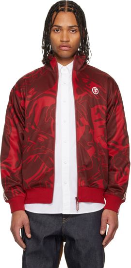 AAPE by A Bathing Ape AAPE by A Bathing Ape Red 'AAPENOW' Moonface Camo Zip-Up Track Jacket
