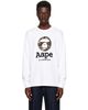 AAPE by A Bathing Ape AAPE by A Bathing Ape White 'AAPEUNVS' Moonface Long Sleeve T-shirt - 1