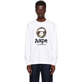 AAPE by A Bathing Ape AAPE by A Bathing Ape White 'AAPEUNVS' Moonface Long Sleeve T-shirt