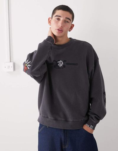 AAPE BY A BATHING APE® Aape By A Bathing Ape x Erased oversized sweatshirt in washed black