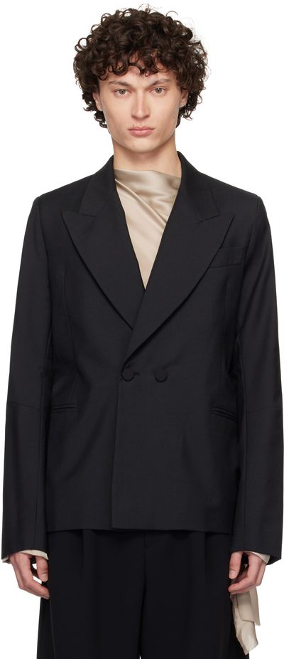 AARON ESH AARON ESH Black D Breasted Wool Blazer