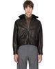 AARON ESH AARON ESH Black Shearling Collar Leather Bomber - 1