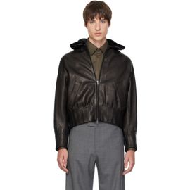 AARON ESH AARON ESH Black Shearling Collar Leather Bomber