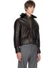 AARON ESH AARON ESH Black Shearling Collar Leather Bomber - 2