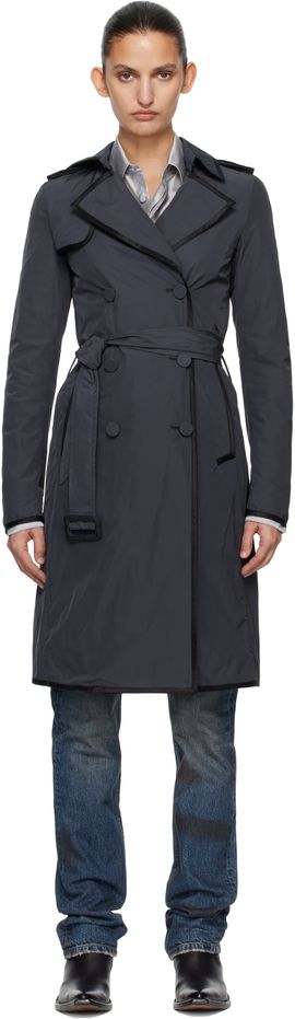 AARON ESH AARON ESH Navy Nylon Trench Coat
