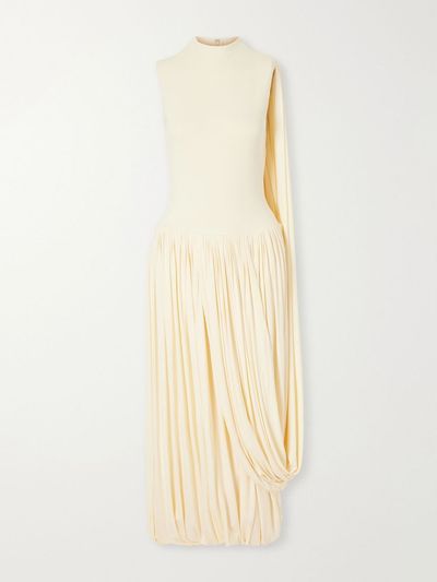 ABADIA Asymmetric draped stretch bamboo-jersey midi dress