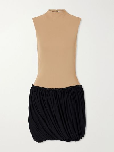 ABADIA Draped bead-embellished two-tone jersey mini dress