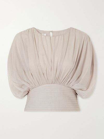 ABADIA Draped ruched jersey blouse