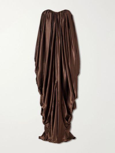 ABADIA Draped strapless satin gown