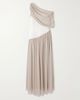 ABADIA Gwyneth asymmetric draped satin-trimmed gerogette gown - 1