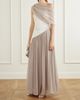 ABADIA Gwyneth asymmetric draped satin-trimmed gerogette gown - 2