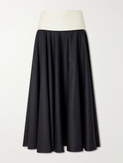 ABADIA Pleated cotton-poplin midi skirt