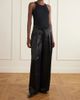 ABADIA Pleated satin high-waist wide-leg pants - 2
