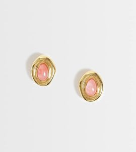 Abbott Lyon Abbott Lyon cherry quartz stone stud earrings in 18kt gold plated