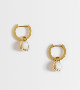 Abbott Lyon Abbott Lyon cushion-cut white quartz huggie hoop earrings in 18k gold plated