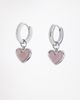 Abbott Lyon Abbott Lyon pale pink opal heart huggie hoop earrings in silver - 1